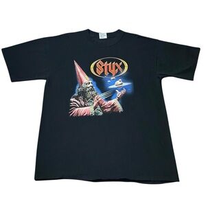 Vintage Styx Man Of Miracles Wizard 2001 Band Tour T Shirt Men’s Black